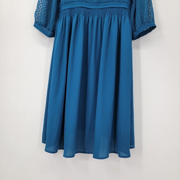 Anthropologie HD in Paris Celeste Dress Women's 6 Blue Swiss Dot Boho Romantic - Picture 15 of 15